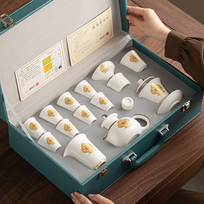 苏氏陶瓷/SUSHI CERAMICS J1116 羊脂玉瓷福礼茶具套装 (单位:套)高清大图