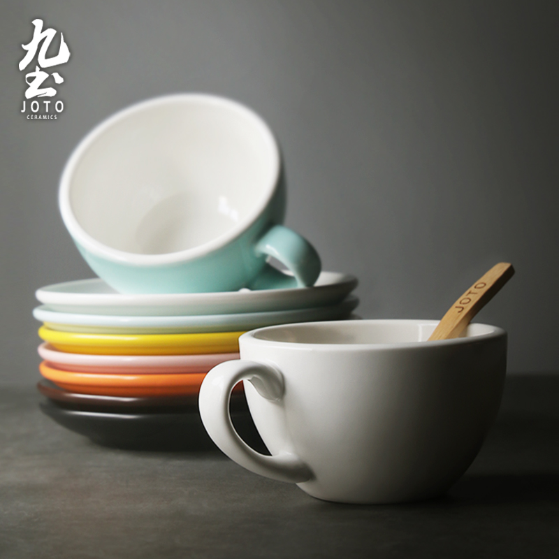 九土 杯子+碟子 小号 陶瓷咖啡杯碟组 简约白 (计价单位:套)高清大图