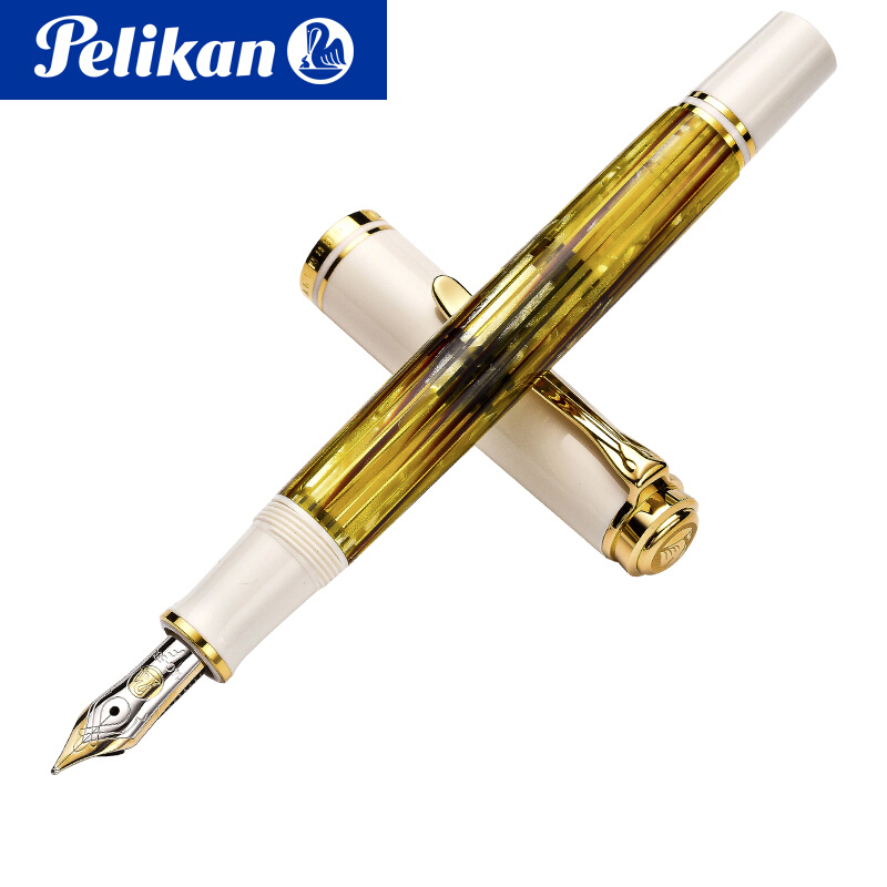 德国百利金 Pelikan钢笔M401白乌龟M400玳瑁纹14K金 圆形礼盒