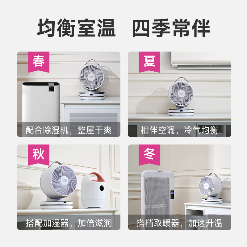 利维斯顿空气循环扇家用台式轻音摇头对流换气扇定时遥控循环扇电扇FL10-X