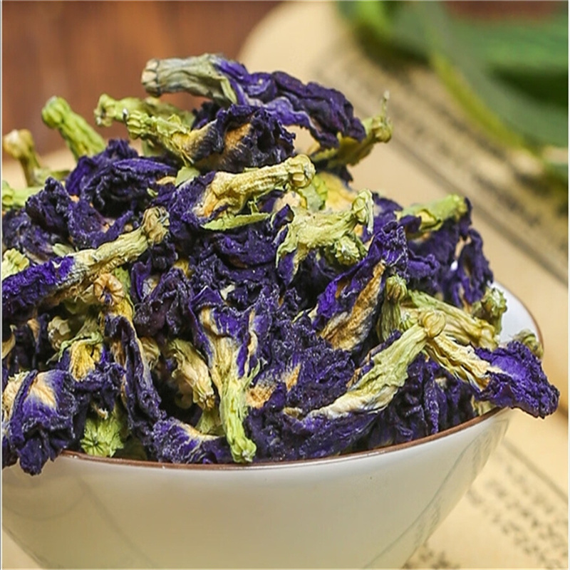 蝶豆花干花专用搭白凉粉柠檬片洛神花商用调色果蔬粉蓝蝴蝶花茶高清大图