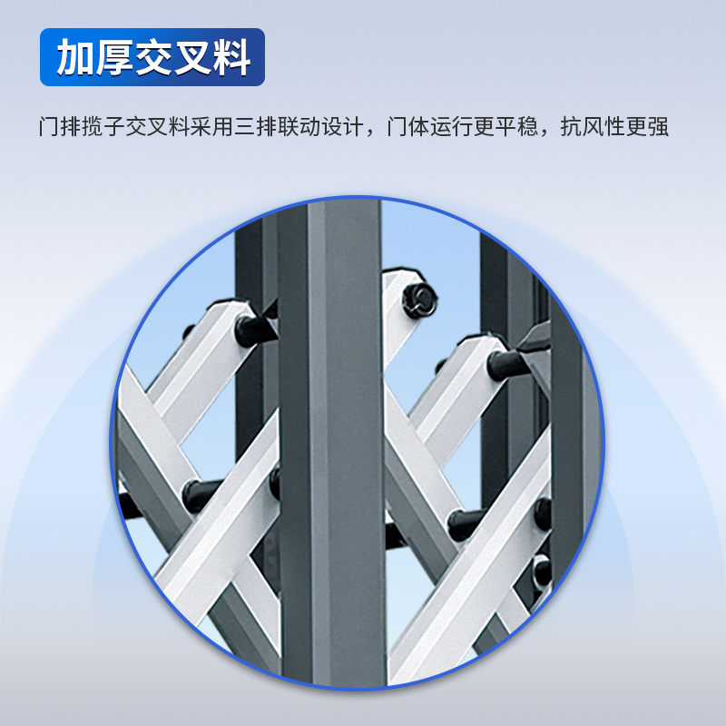 启功电动伸缩大门铝合金无轨伸缩门工厂小区单位电动大门每米高清大图