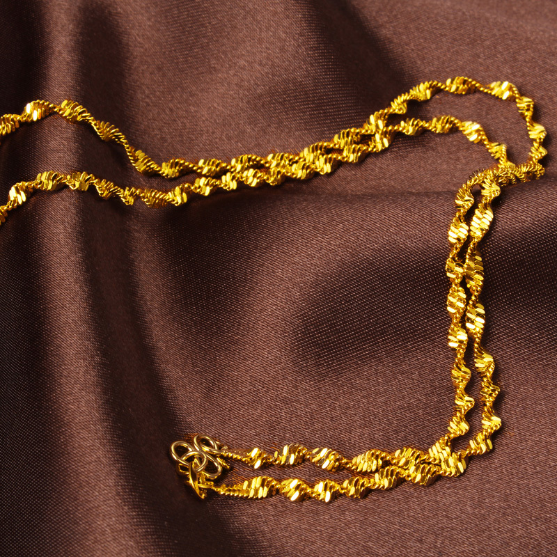 黄金色项链水波链颈链女款仿黄金锁骨链饰品送女朋友七夕情人节礼物