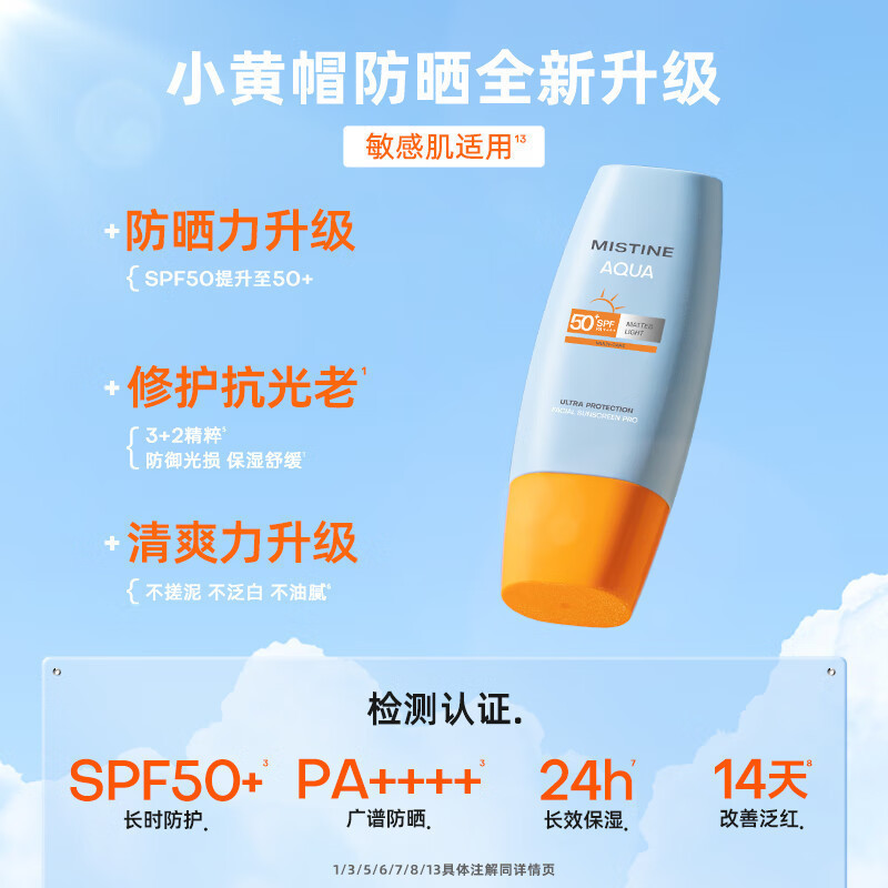 蜜丝婷 水漾修护防晒霜SPF50+PA+++ 国内版本60ml(小黄帽)x1支装高清大图
