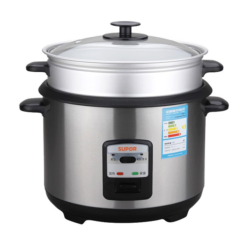 苏泊尔(SUPOR) CFXB60A1A 电饭煲大容量电饭锅5L不锈钢家用老式机械简易老人带蒸格多功能简单易操作