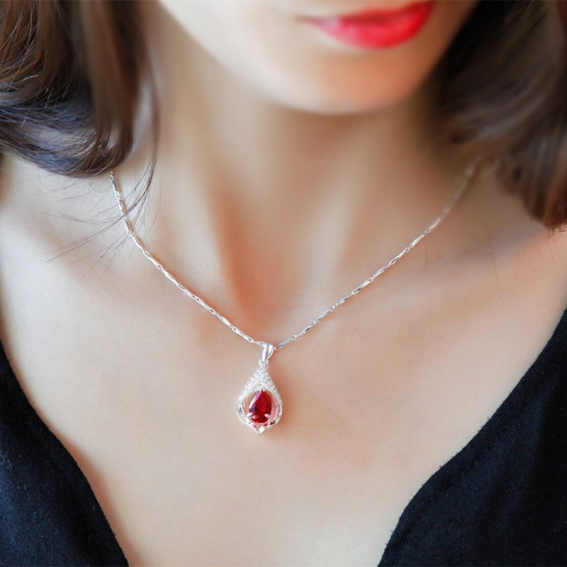 马蹄莲999纯银项链女吊坠银锁骨链长款送老婆妈妈母亲节生日