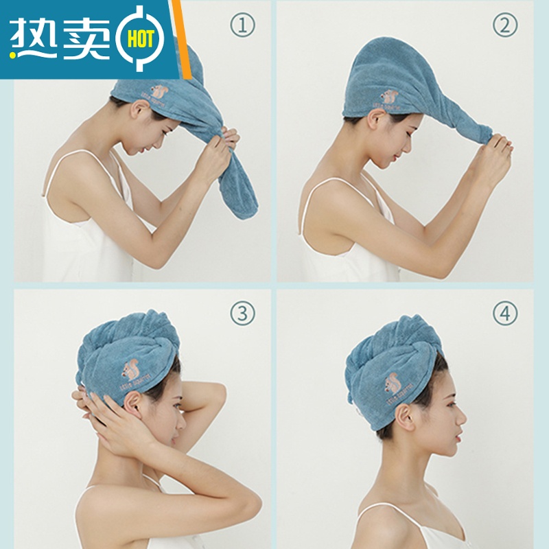 敬平强吸水干发帽速干加厚浴帽干发巾速干帽洗头发的毛巾包头巾洗发女 黄树懒(双层吸水)高清大图