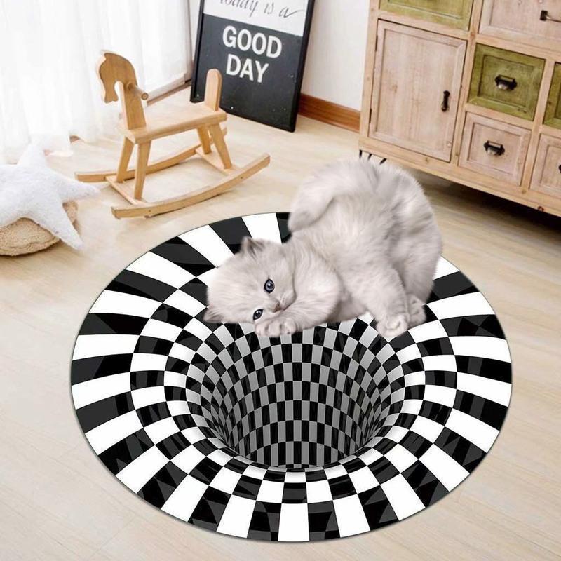 款式三:3D眩晕地毯-编号3D-3 直径40 X 40 厘米[偏小- 养狗神器逗猫神器3D眩晕地毯旋涡陷阱地垫立体错