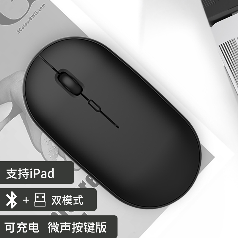 吉选(GESOBYTE)B15无线蓝牙双模鼠标 充电鼠标 苹果安卓电脑手机平板ipad安静办公低噪音通用女生可爱家用 黑