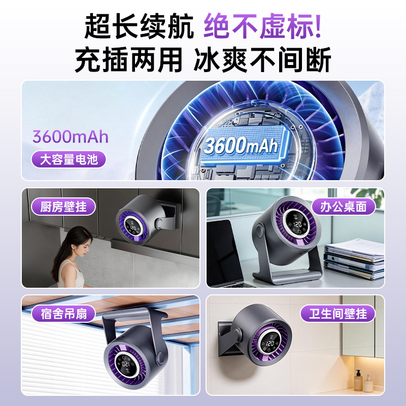 钻石牌 桌面涡轮风扇冰川白F21C 顶配款[智能呼吸灯/续航36H]高清大图