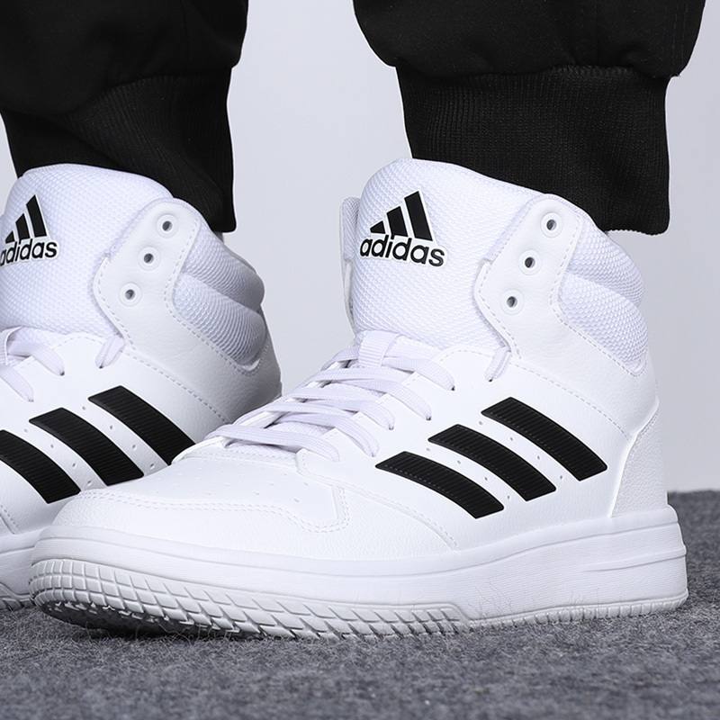 Adidas阿迪达斯篮球鞋男2021冬季新款运动鞋白色高帮休闲鞋EG4235