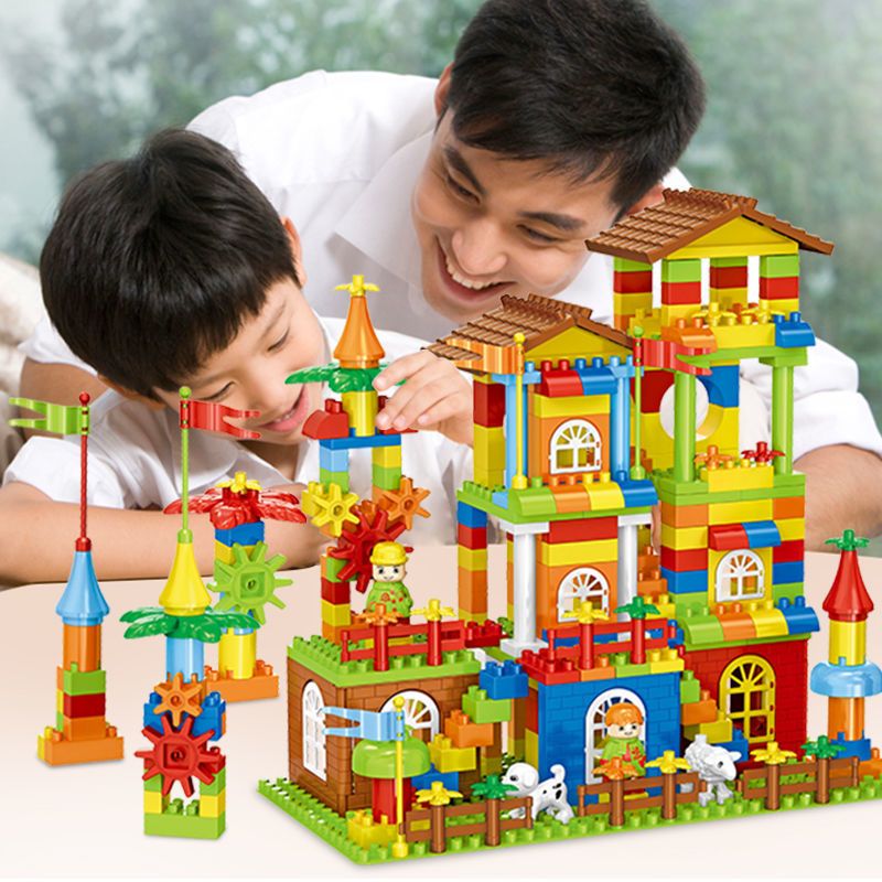 儿童拼装拼插场景积木益智大颗粒滑道玩具男女孩36岁积木玩具78颗粒