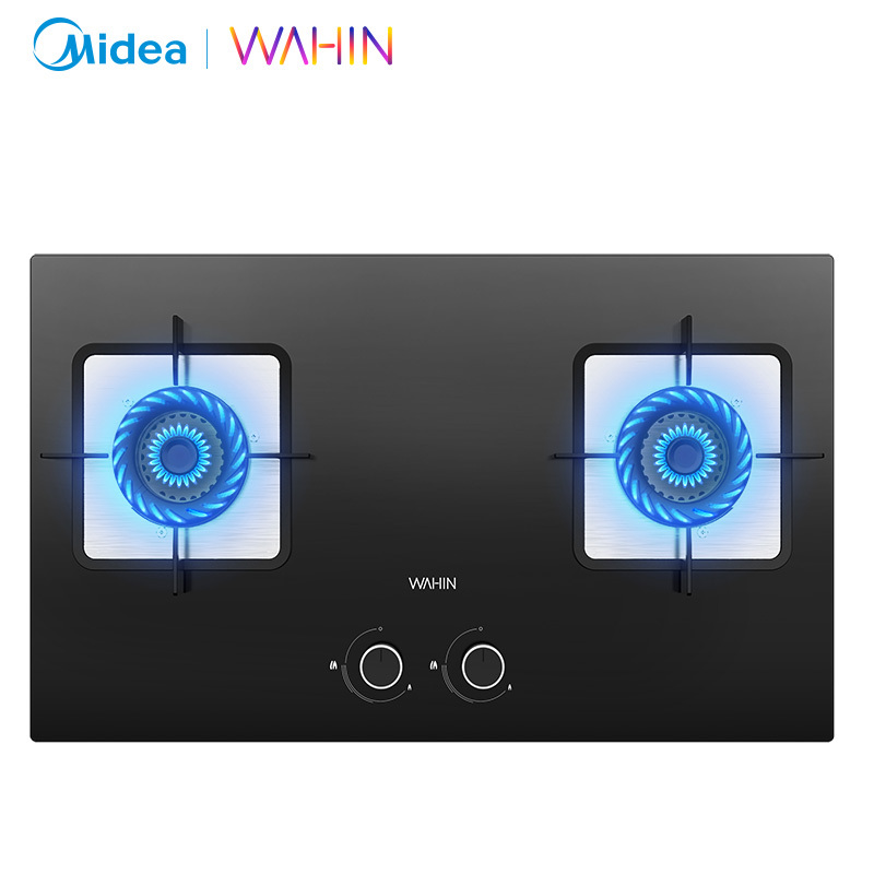 美的出品WAHIN华凌燃气灶JZT-HQ7台嵌两用式钢化玻璃4.5KW猛火一级能效灶具 天然气灶具