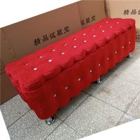 花千紫布艺实木欧式沙发凳换鞋凳床尾凳储物凳试鞋凳收纳凳长条凳茶几凳 40厘米宽*60厘米长*40厘米高_宝蓝色
