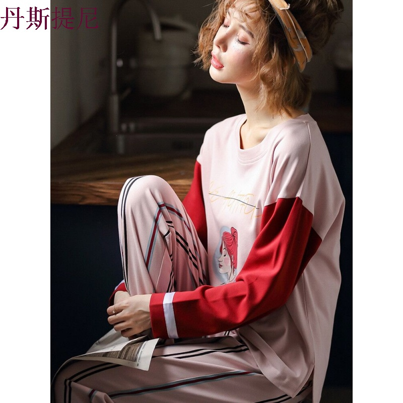 秋季睡衣女秋纯棉长袖薄款春秋清新甜美宽松全棉可爱家居服可外穿
