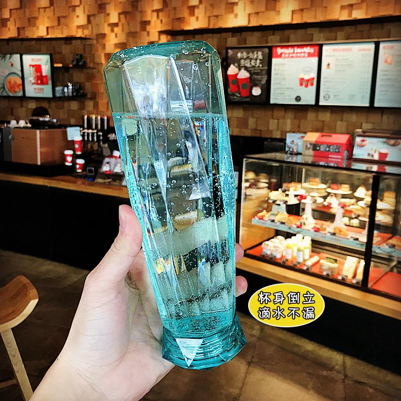 家柏饰(CORATED)水杯创意塑料水杯情侣个性随手便携水杯子 蓝色钻石高清大图