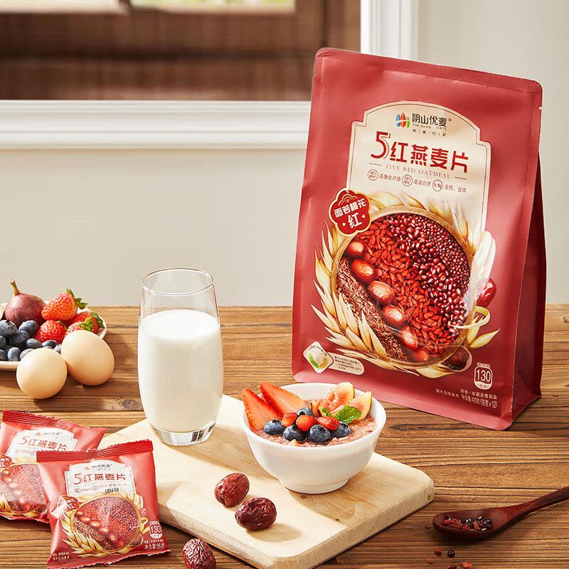 阴山优麦(YIN SHAN OATS)5红燕麦片 420g/袋(35克×12)冲泡即食燕麦片混合麦片营养早餐图片