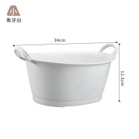 特大号三件套双耳洗脸盆家用大小号婴儿盆洗衣服洗泡脚盆洗手盆子 象牙白小号