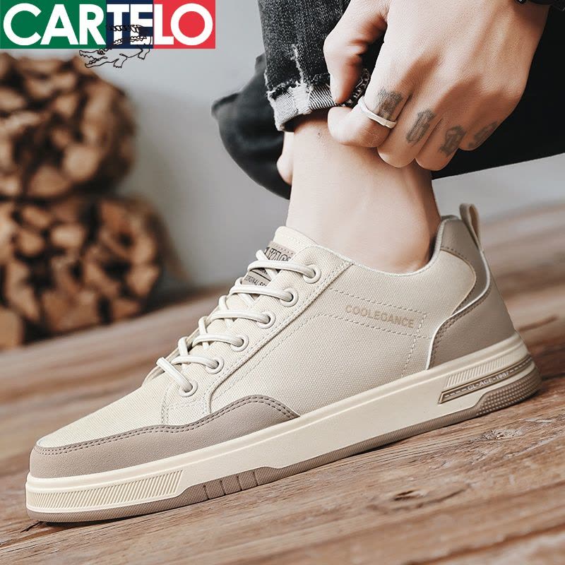 [线下专柜同款]卡帝乐鳄鱼(CARTELO)新款百搭男鞋板鞋帆布鞋休闲鞋图片