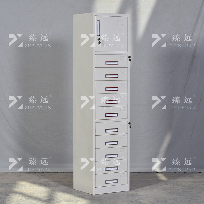 臻远ZY5011004钢制矮柜抽屉柜多抽资料柜储物收纳柜 单门十斗柜