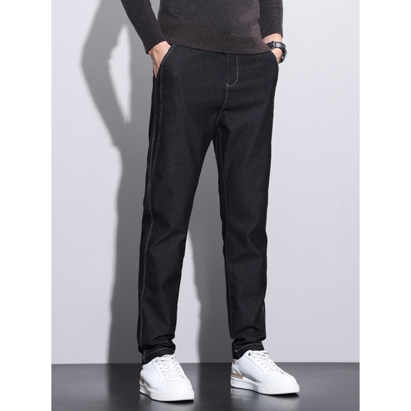 普洗牛仔百搭休闲裤子男秋冬新款中腰弹力男裤修身有型舒适直筒裤