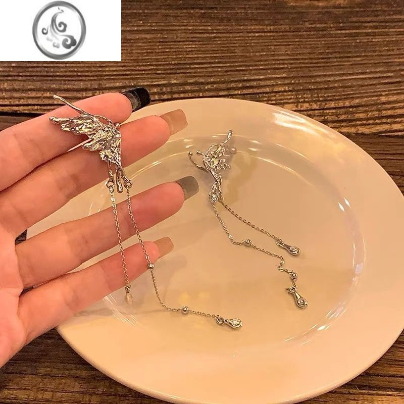 JiMi天使之翼耳夹女ins潮小众轻奢高级设计感蝴蝶流苏无耳洞耳骨夹女