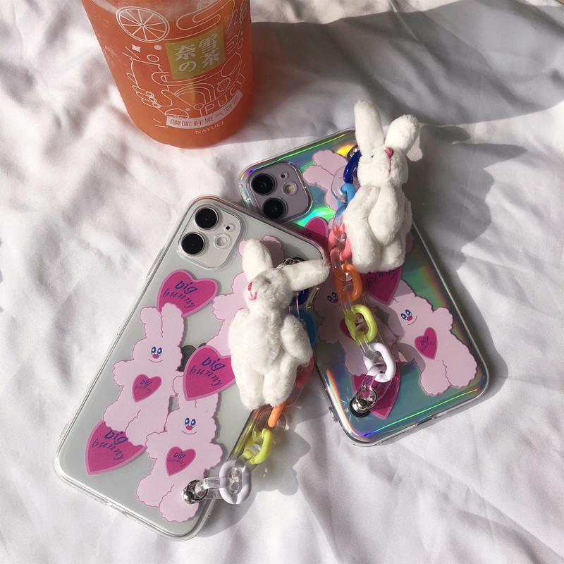赵露思同款爱心兔子苹果11promax手机壳iPhonexs卡通7/8plus女11 爱心兔子+竖着彩色链条兔子 苹果
