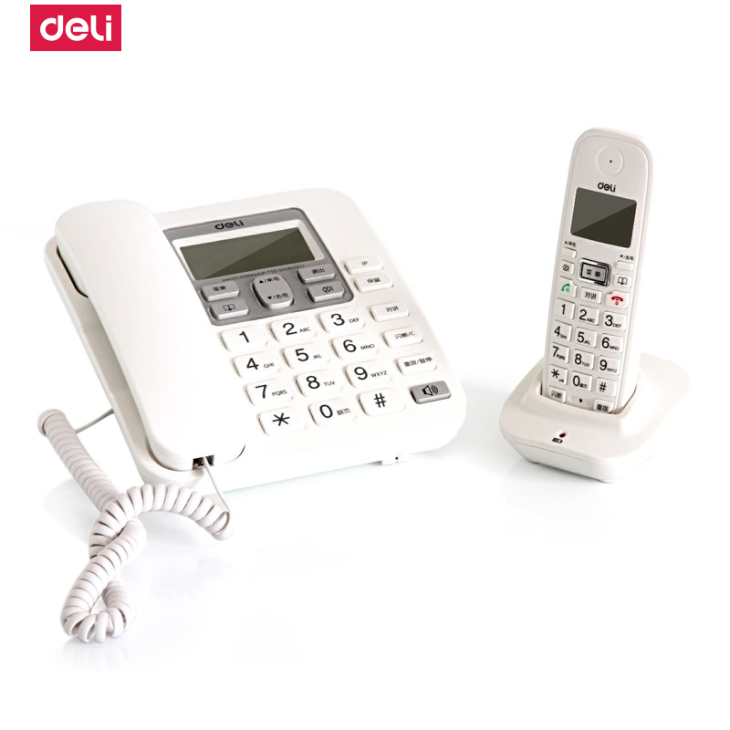 得力deli791电话机2.4GHz 数字无绳电话机/子母机 防雷 办公家用 来电显示高清大图