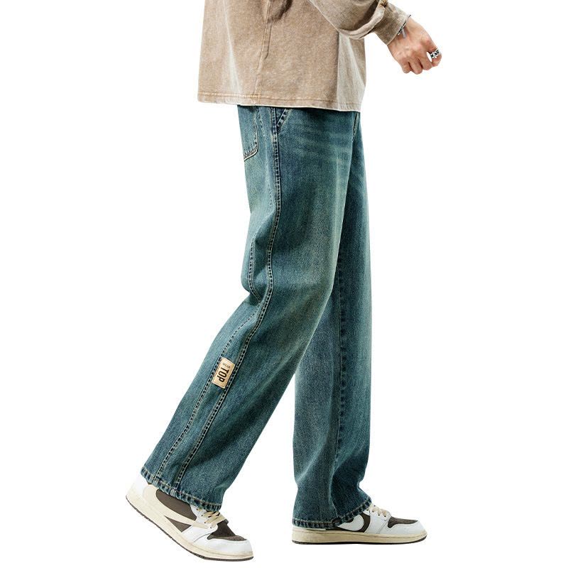 阔腿牛仔裤男宽松直筒春秋季长裤2023新款男生复古水洗高街裤子男图片