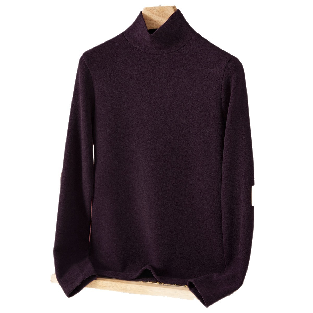 高领双面绒打底衫女含羊毛桑蚕丝上衣2025新款秋冬加绒加厚内搭冬高清大图