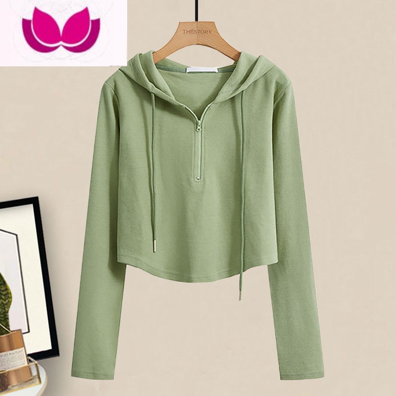 七斓网红炸街套装女春季新款时尚连帽短款上衣高腰显瘦阔腿休闲裤 绿色T恤 XL