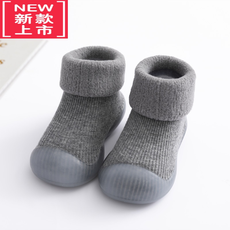 可莉允婴儿学步鞋加绒秋冬季软底防滑宝宝棉鞋0一1-2岁儿童室内地板鞋袜