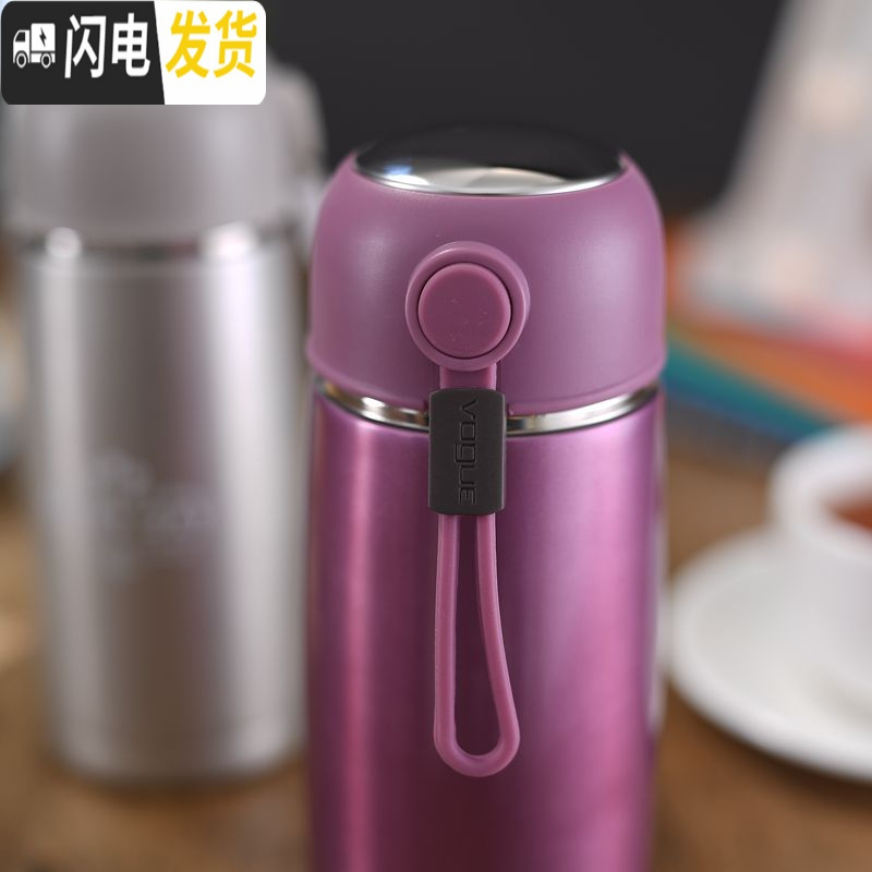 三维工匠保温杯女士可爱小巧304不锈钢真空杯带茶隔学生户外杯子 灰色小熊390