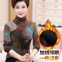 中老年女装冬季加绒打底衫40岁妈妈秋冬季T中年长袖保暖上衣女