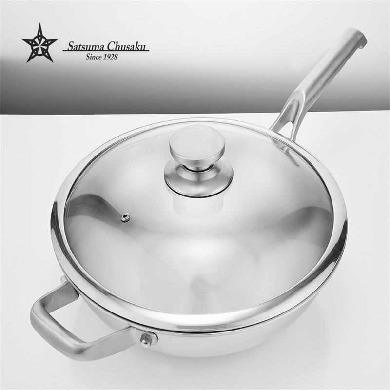 萨摩厨具智会系列炒锅无涂层轻烟少油不易沾锅多功能锅具不挑炉灶