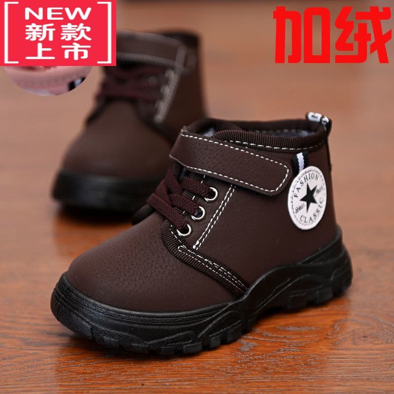 可莉允女童靴子秋冬2022新款童鞋儿童马丁靴短靴加绒工装靴皮棉靴保暖男图片