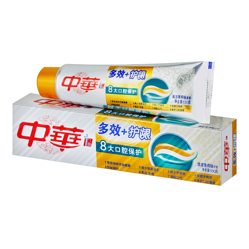 中华 (Zhong Hua) 多效+护龈牙膏 清新薄荷味130g 多重功效[联合利华]