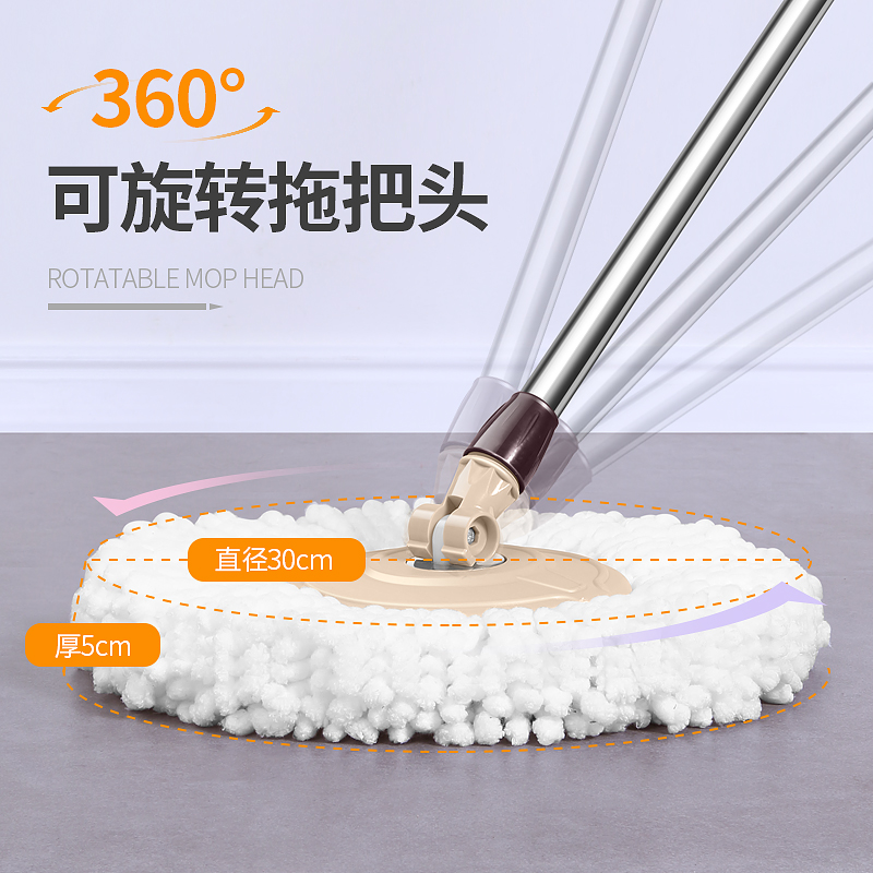 旋转拖把免手洗2023新款家用甩干懒人拖地神器一拖墩布桶地拖布净高清大图