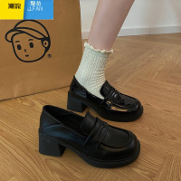 聚范英伦风粗跟高跟小皮鞋女复古法式乐福鞋工作鞋休闲百搭鞋子jk单鞋