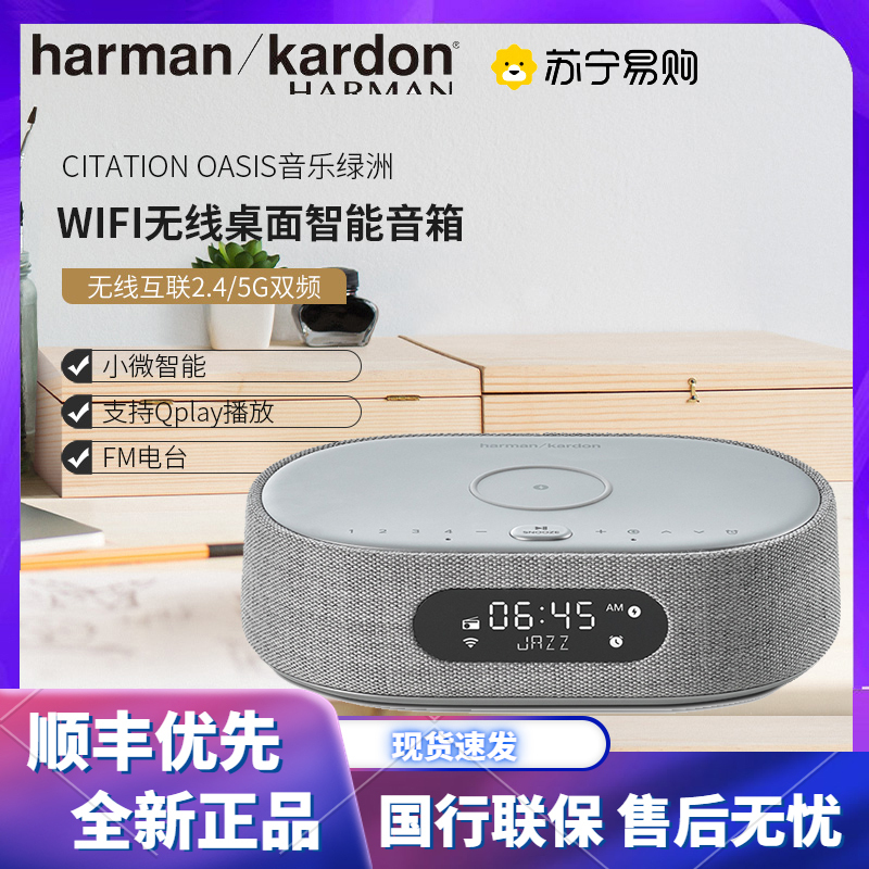 哈曼卡顿 CITATION OASIS 灰色FM 音乐绿洲 人工智能音箱 带收音机和无线充电 支持Wi-Fi