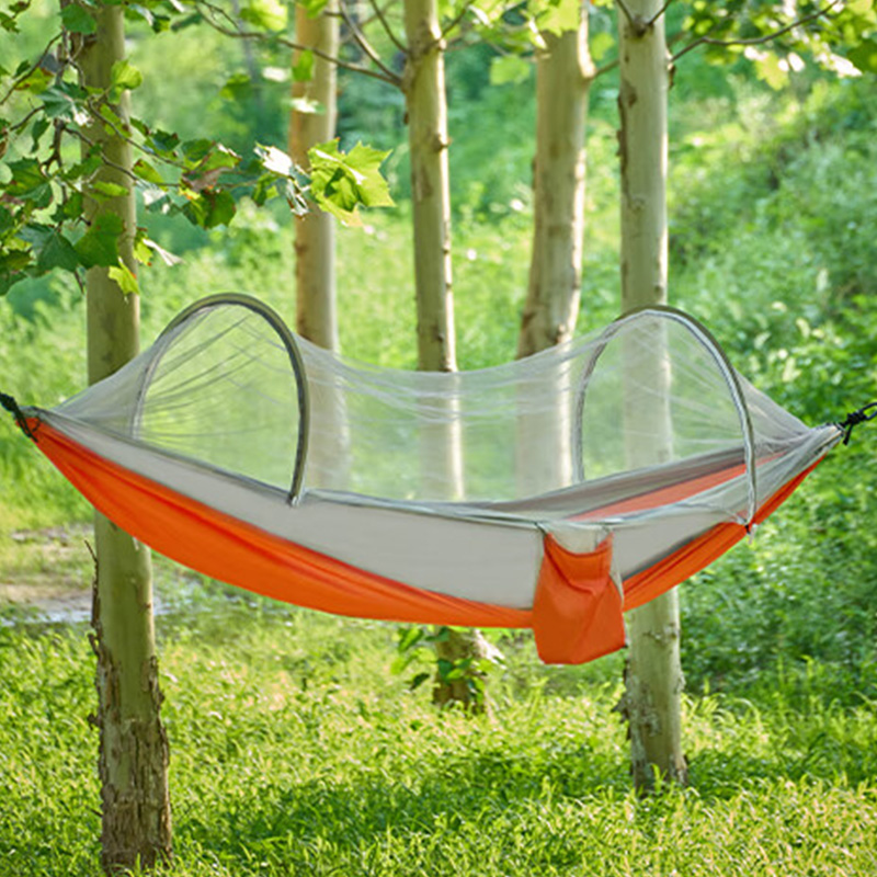 尚烤佳吊床速开防蚊虫清爽透气船型结构防侧翻橙灰款SKJ-709高清大图