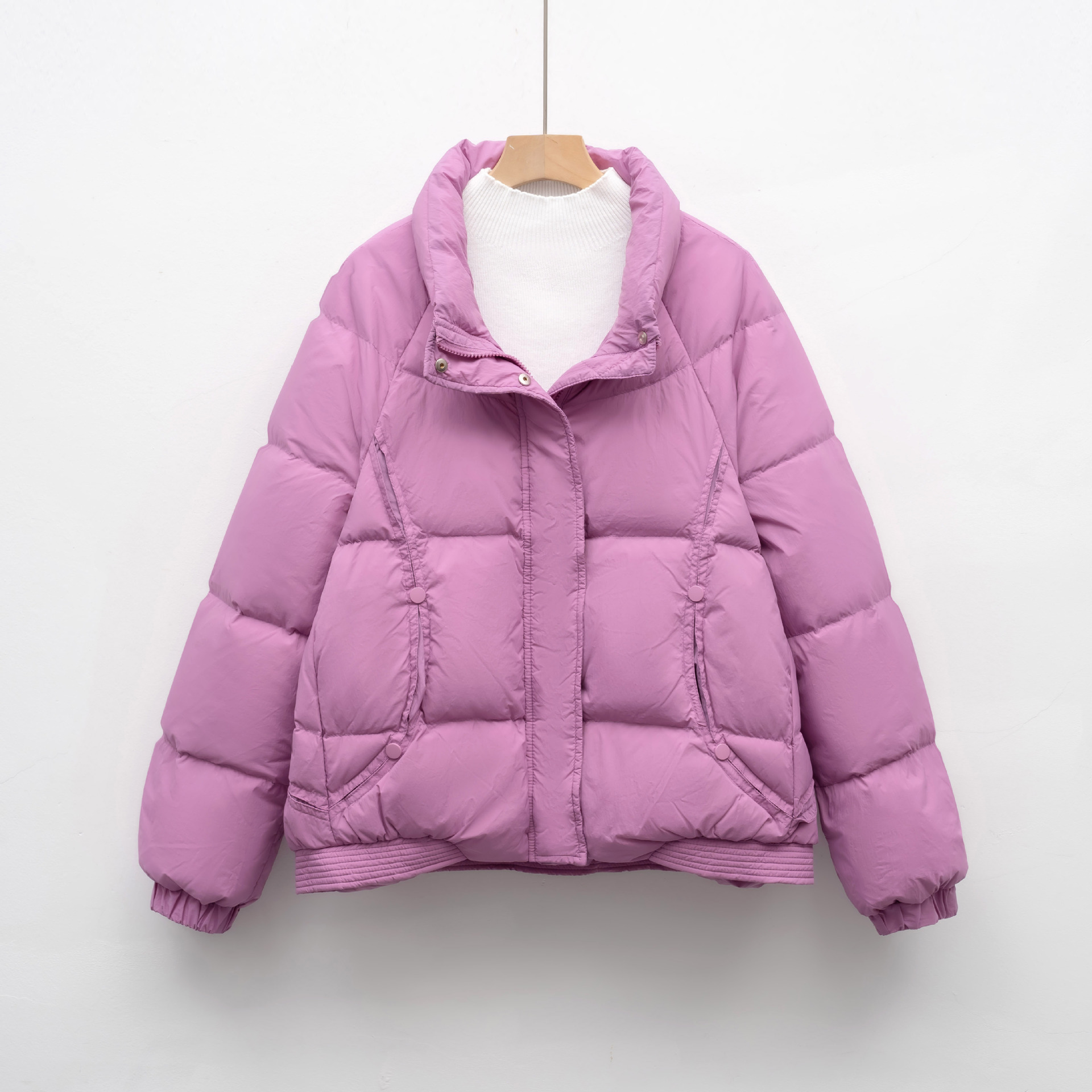 新款羽绒服女小个子冬季加厚立领宽松鸭绒面包服外套保暖高清大图