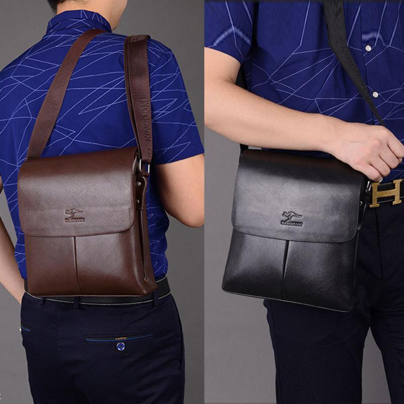 袋鼠皮包男士包包男包男士单肩包斜挎包男休闲包包时尚挎包背包棕色