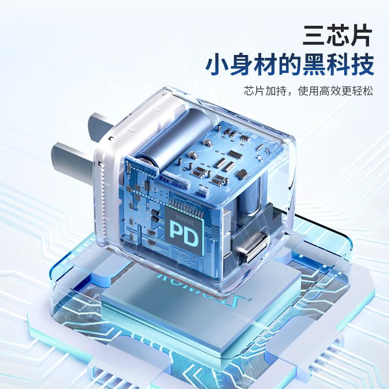 罗马仕苹果充电器三合一快充套装PD20W氮化镓适用iPhone15ProMax/14/ipad华为小米平板手机高清大图