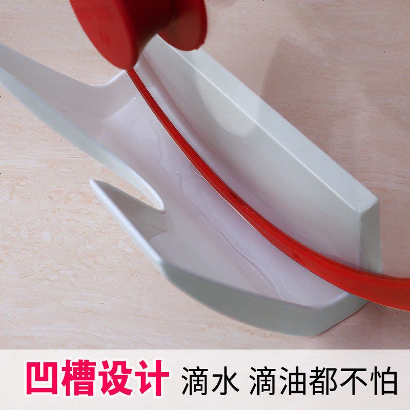 家用锅盖架壁挂免打孔放锅盖的架子厨房用品置物架菜板锅盖收纳架 一个锅盖架白色+5个透明挂钩图片