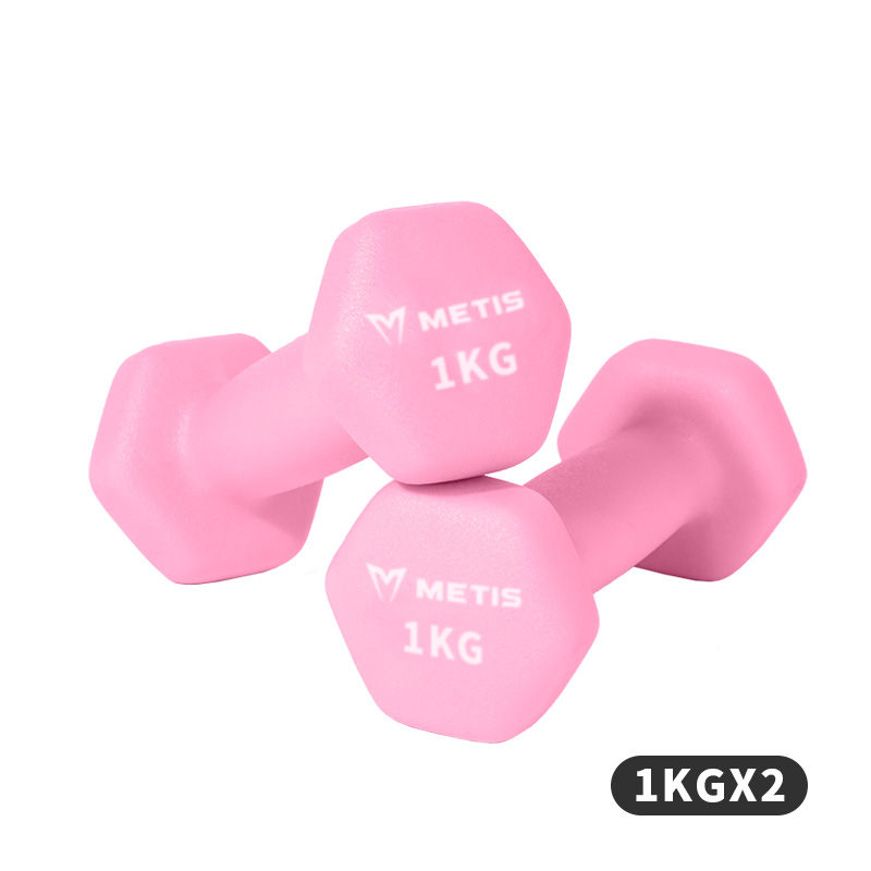 GAVAN伽梵哑铃健身男士家用器材练臂肌儿童小哑铃浸塑女士六角哑铃实心铸铁 粉色1kg一对