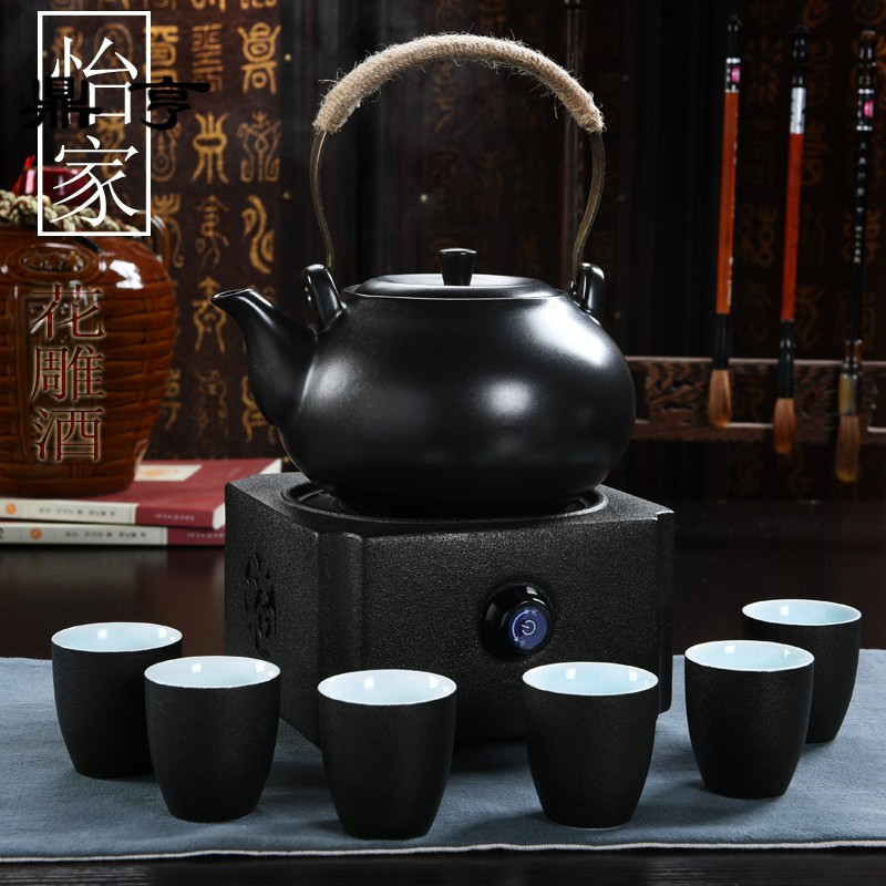 鼎亨中式电陶炉煮酒器温酒器加热烫酒壶家用花酒黄酒杯烧酒酒具