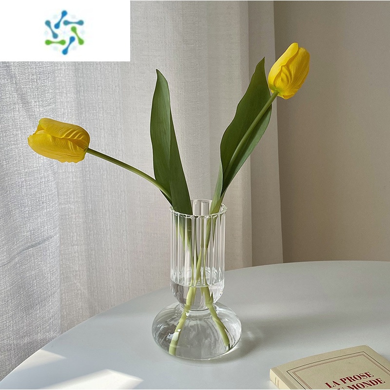 三维工匠北欧简约透明玻璃花瓶ins风插花瓶客厅卧室装饰摆件花器透明花瓶 黄色郁金香2支仿真花报价 参数 图片 视频 怎么样 问答 苏宁易购