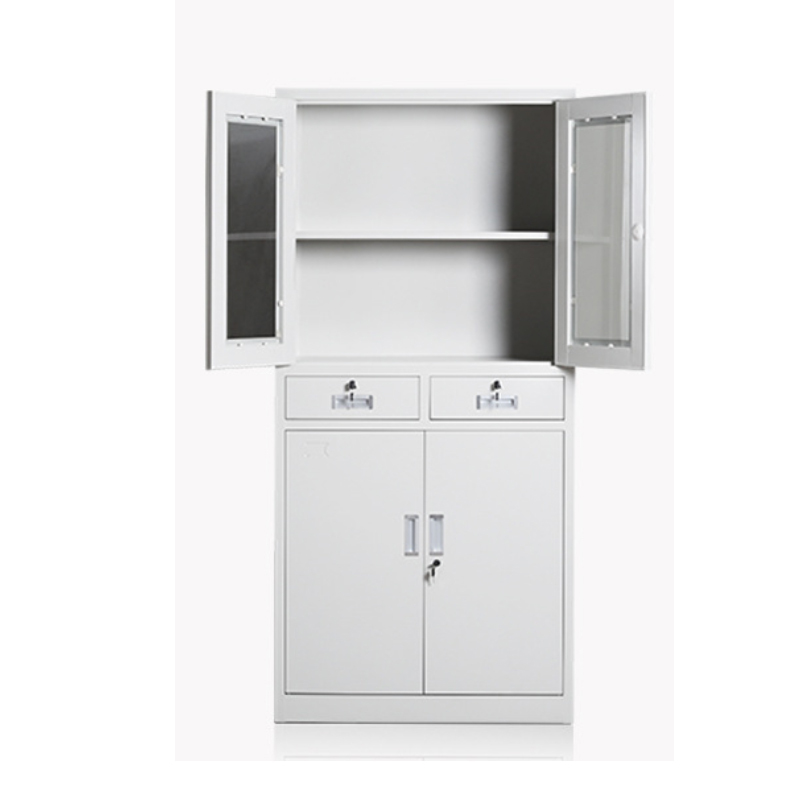 鸿业盛大简约现代中二斗文件柜850L*390W*1800H环保喷塑储物柜带锁高清大图