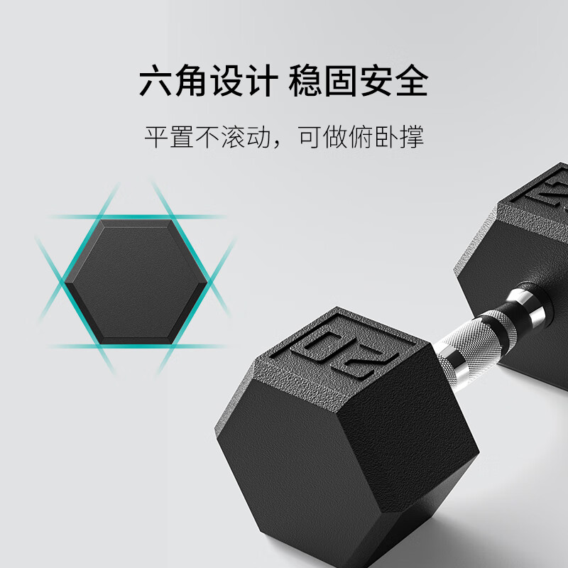 六角包胶哑铃组合 健身房家用健身器材 360LB带哑铃架高清大图